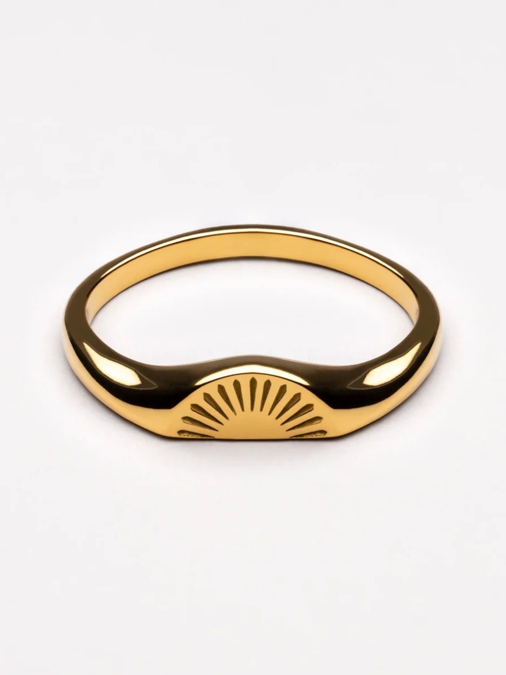 Gold Sunburst Signet Ring - Women's Fashion Ring